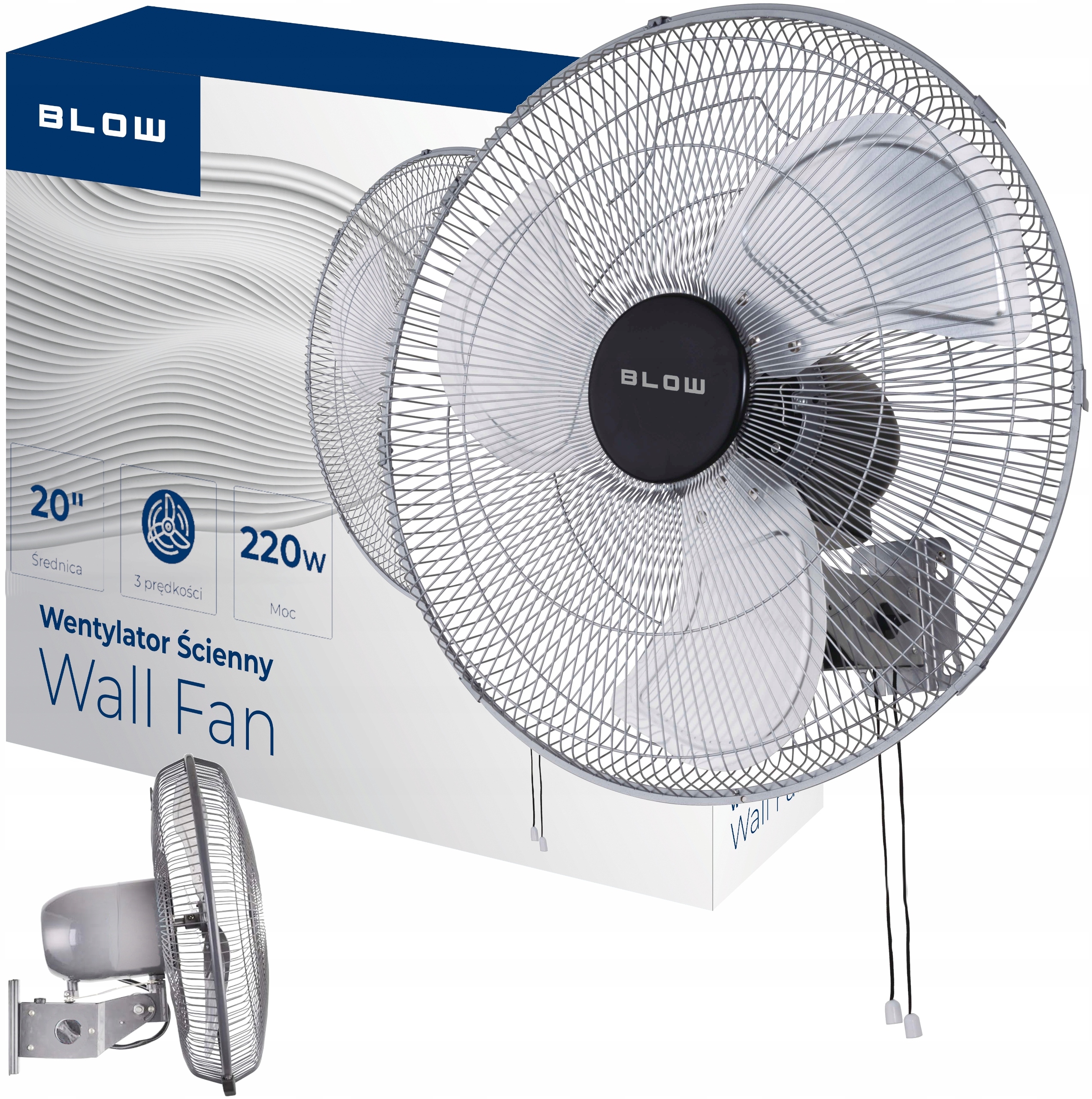 Wentylator ścienny 50cm 220W SREBRNY Cyrkulator – Idealne rozwiązanie na upalne dni