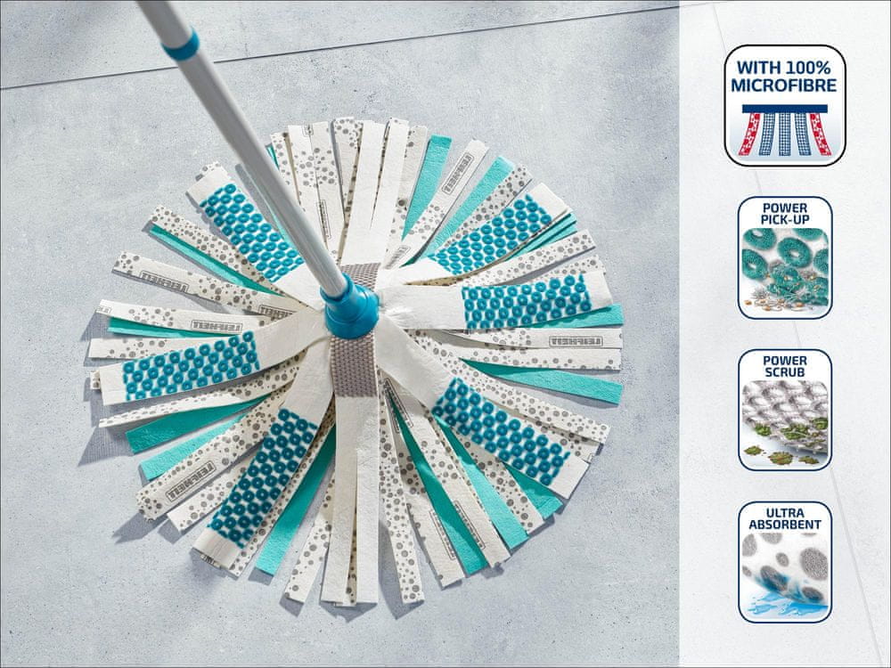 LEIFHEIT Mop z funkcją składania i pudełkiem dla kota Power Mop 3w1 – Idealne rozwiązanie do sprzątania