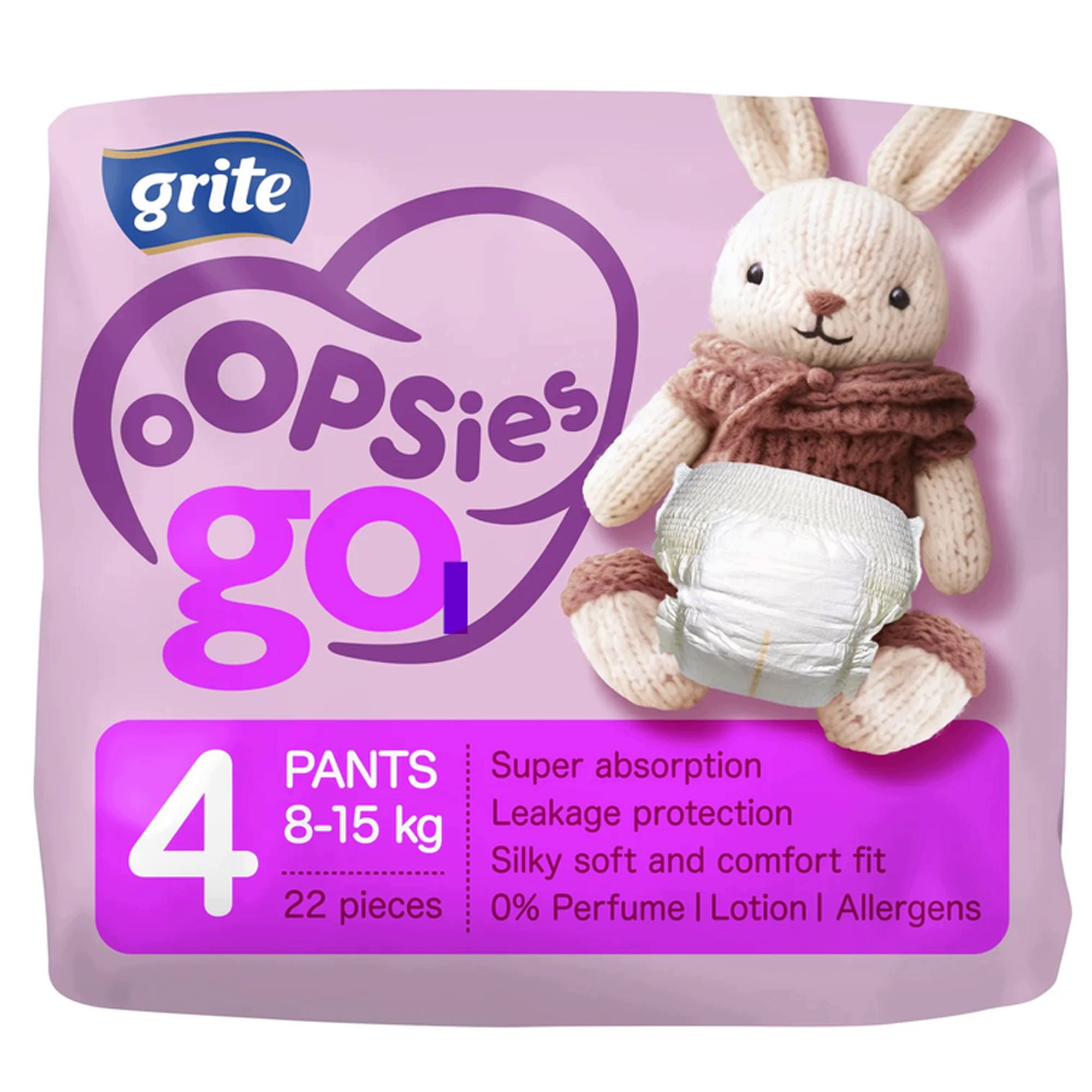 Grite Oopsies Go – Pieluchomajtki dla aktywnych dzieci w rozmiarze 4