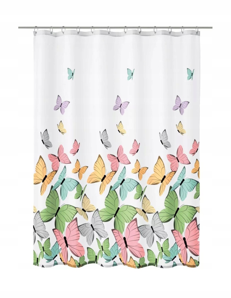 Zasłona prysznicowa tekstylna Kleine Wolke Butterflies 120x200 cm – Styl i funkcjonalność w Twojej łazience