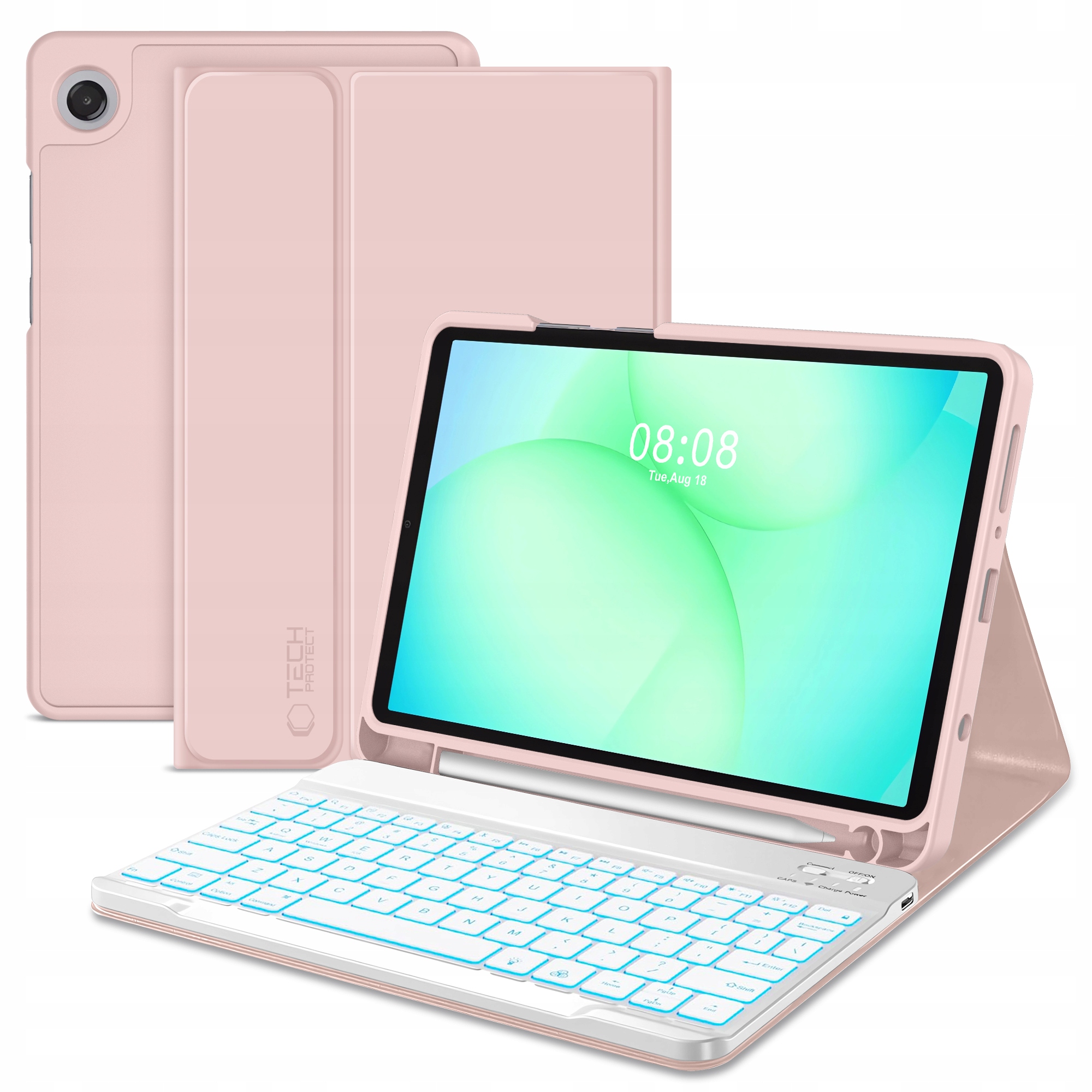 TECH-PROTECT SC PEN + KEYBOARD GALAXY TAB A9 / A11 8.7 X110 / X115 / X133 / X135 PINK – Funkcjonalne etui z klawiaturą