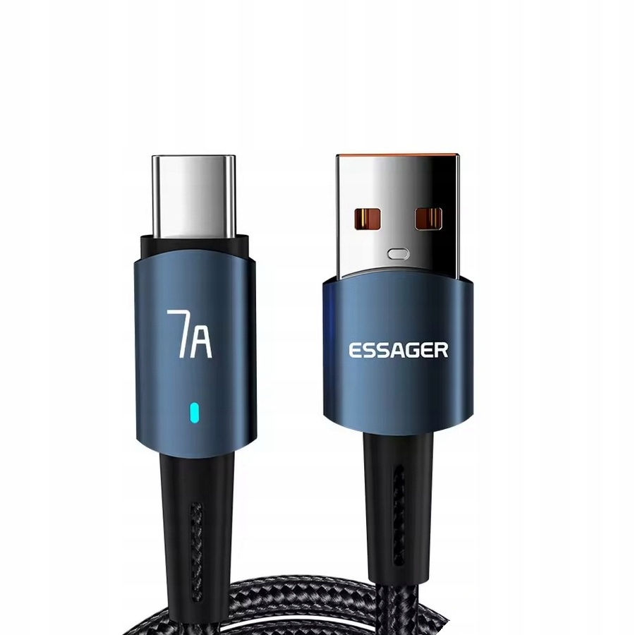 Kabel Essager 7A 100W USB-A do USB-C 1m – Szybkie ładowanie i niezawodność