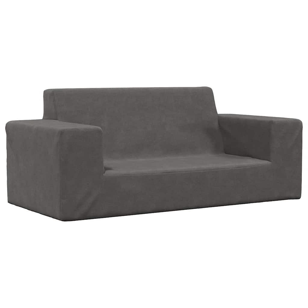 2-osobowa sofa dla dzieci – Antracytowy pluszowy relaks
