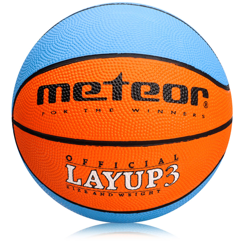 PIŁKA KOSZOWA METEOR LAYUP #3 niebiesko-pomarańczowa