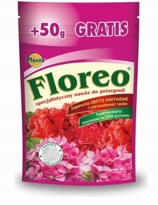 Nawóz do pelargonii Floreo – Krystaliczna odżywka wieloskładnikowa 250g