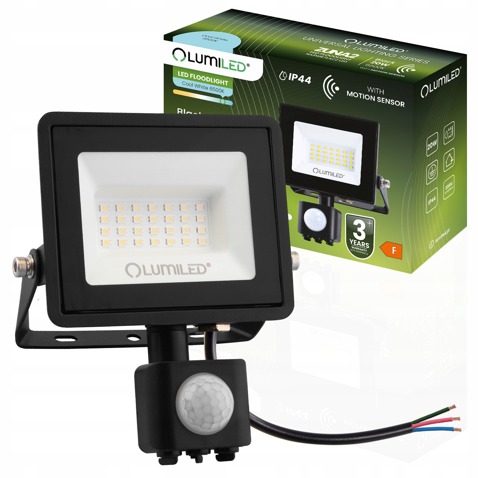 Naświetlacz LED ZUNA2 20W 1800lm 6500K IP44 z czujnikiem ruchu – Nowoczesne oświetlenie do Twojego domu