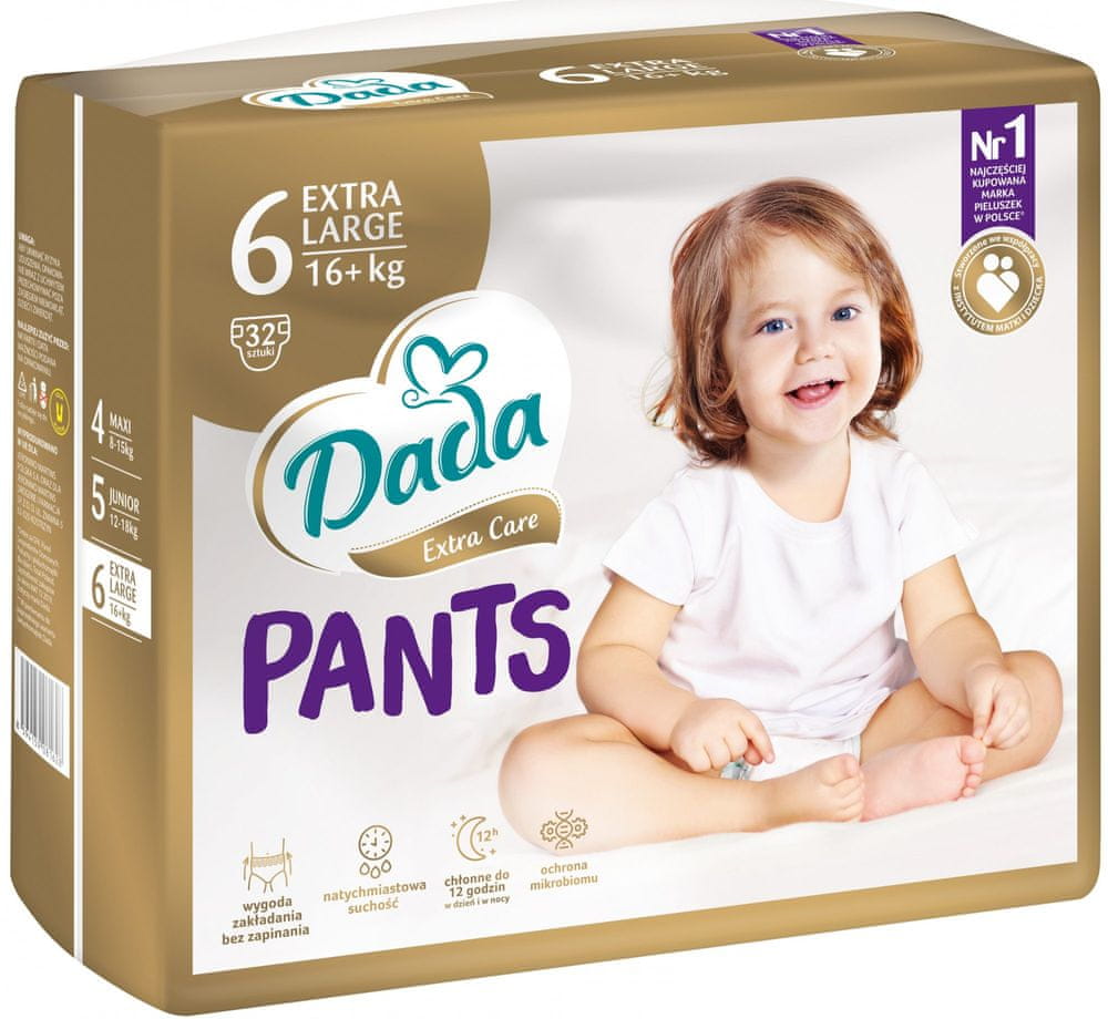 Pieluchomajtki Dada Extra Care 6 - 16kg+ - 38szt – Komfort i bezpieczeństwo dla Twojego dziecka