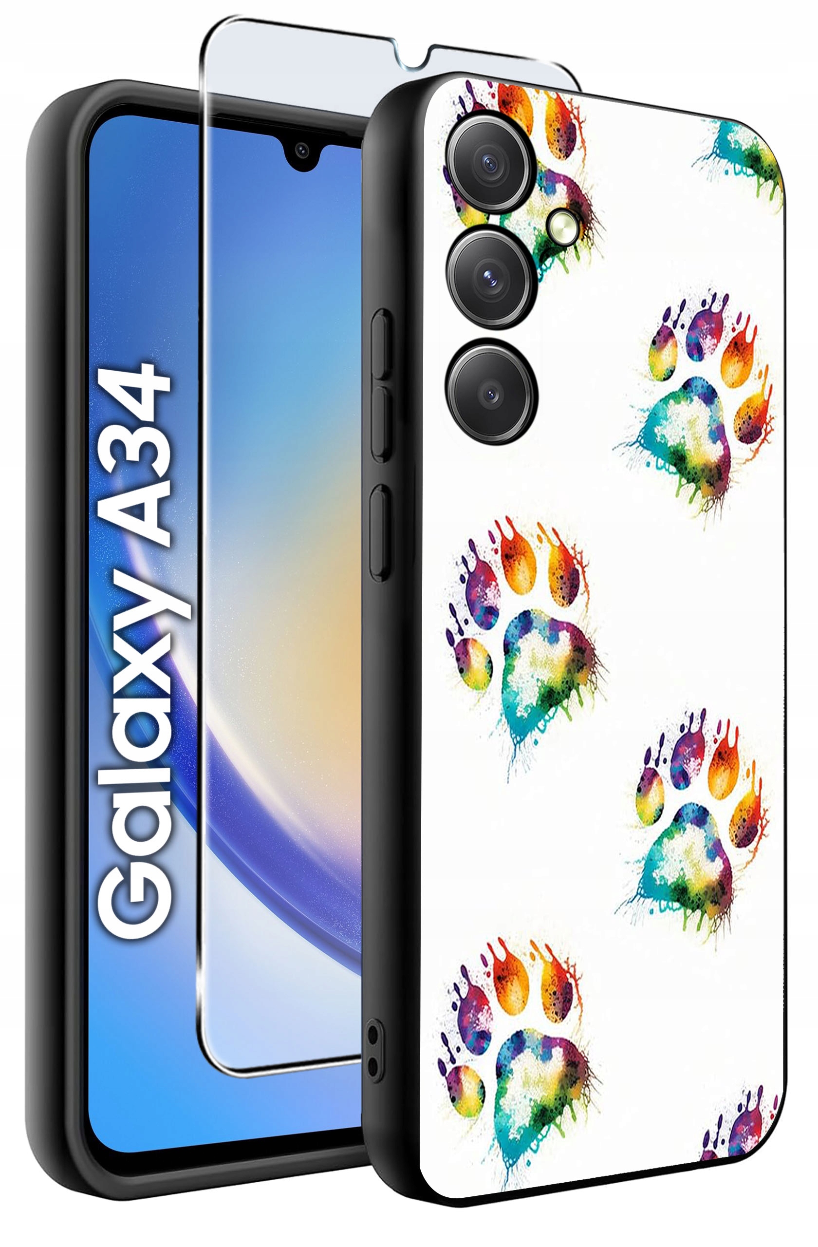 ETUI do Samsung A34 5G WZORY | SILIKONOWE MATT CASE + SZKŁO HARTOWANE 9H
