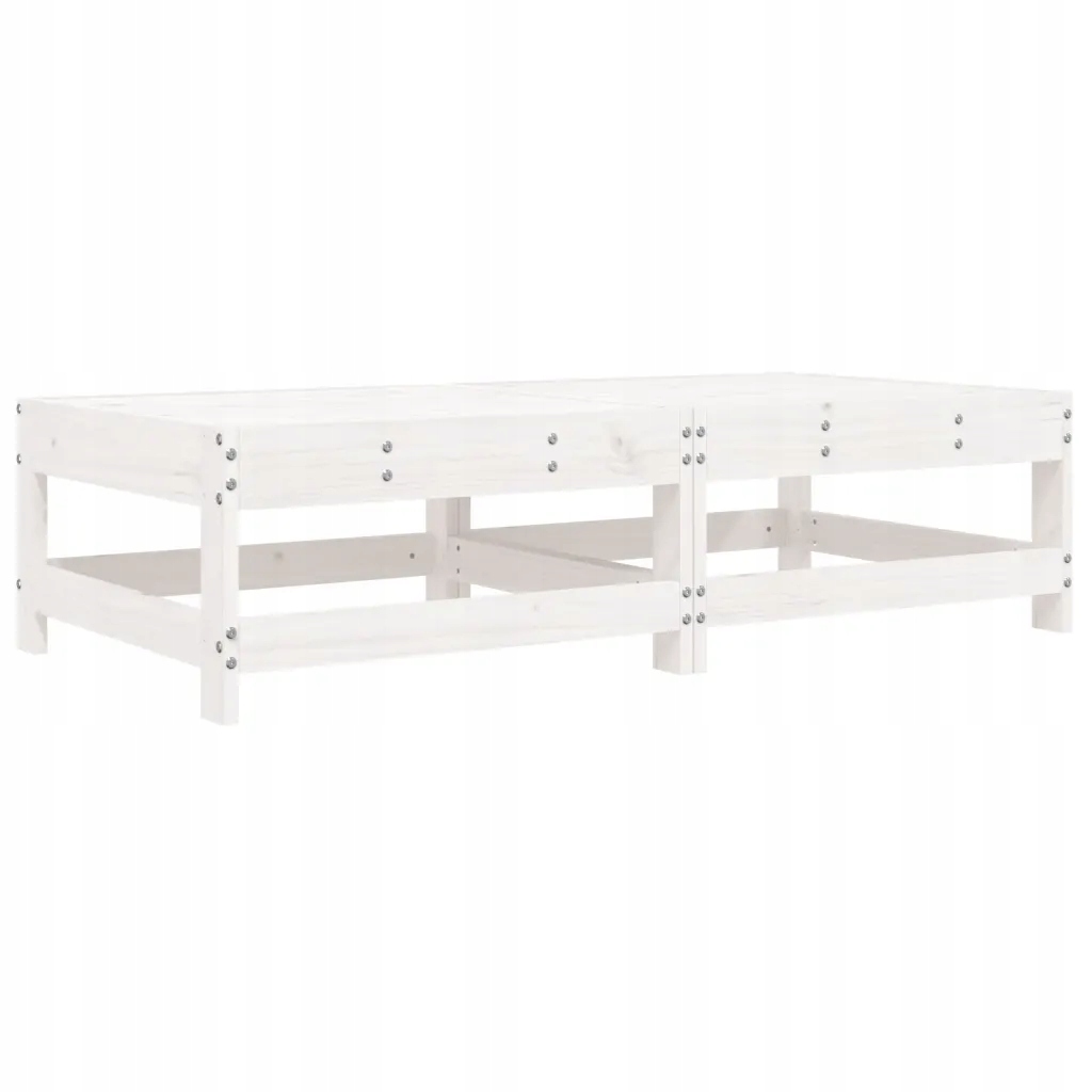 Podnóżki ogrodowe z poduszkami, 2 szt., białe, drewno sosnowe – idealny dodatek do Twojego ogrodu