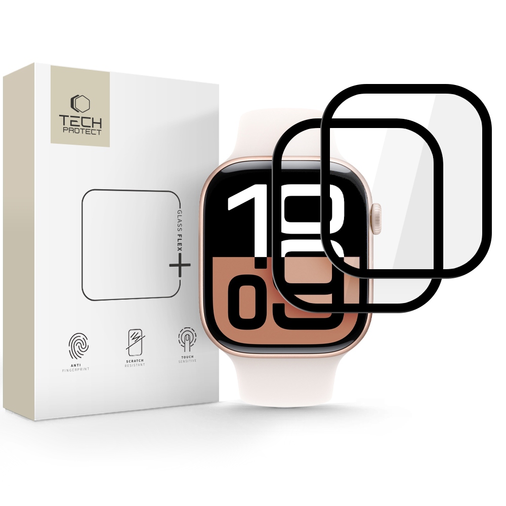 Szkło hybrydowe Tech-Protect Glass Flex+ 2-Pack Apple Watch 10 (42 mm) Black – Maksymalna ochrona ekranu