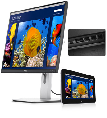 24-calowy monitor Dell UltraSharp U2414H — obraz z urządzeń przenośnych na dużym ekranie