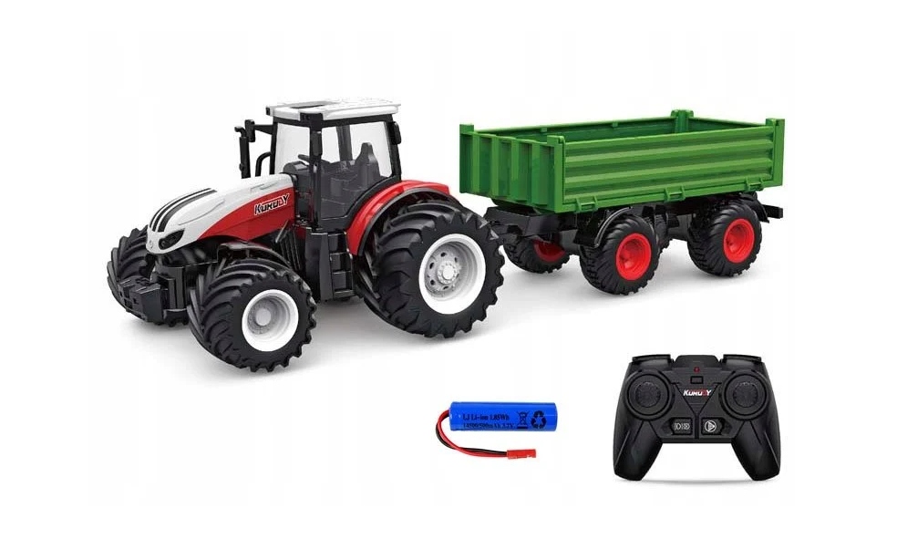 Traktor Czerwony R/C z Zieloną Naczepą – Idealna zabawa dla małych rolników