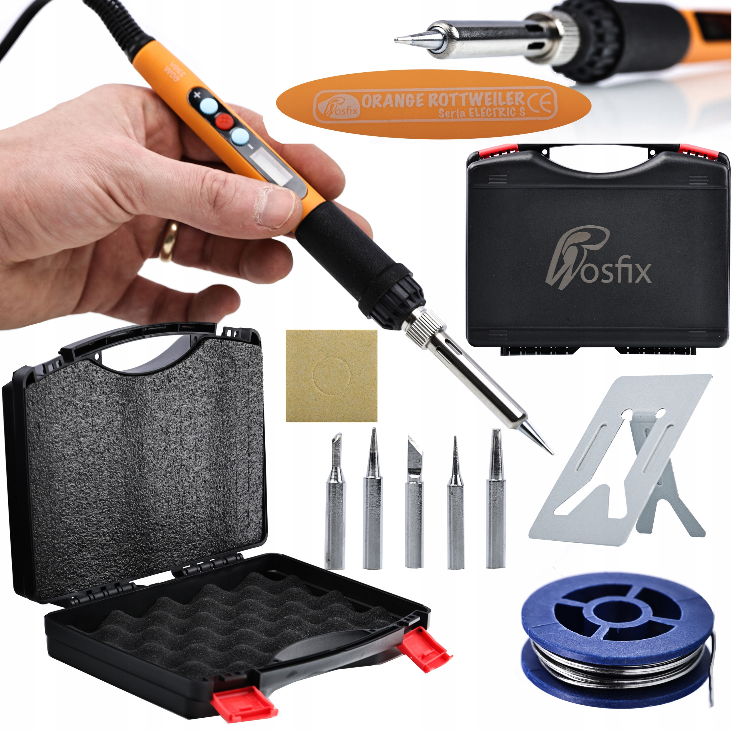 Zestaw w walizce lutownica precyzyjna z wyświetlaczem 60W Rosfix – Idealne narzędzie dla majsterkowiczów