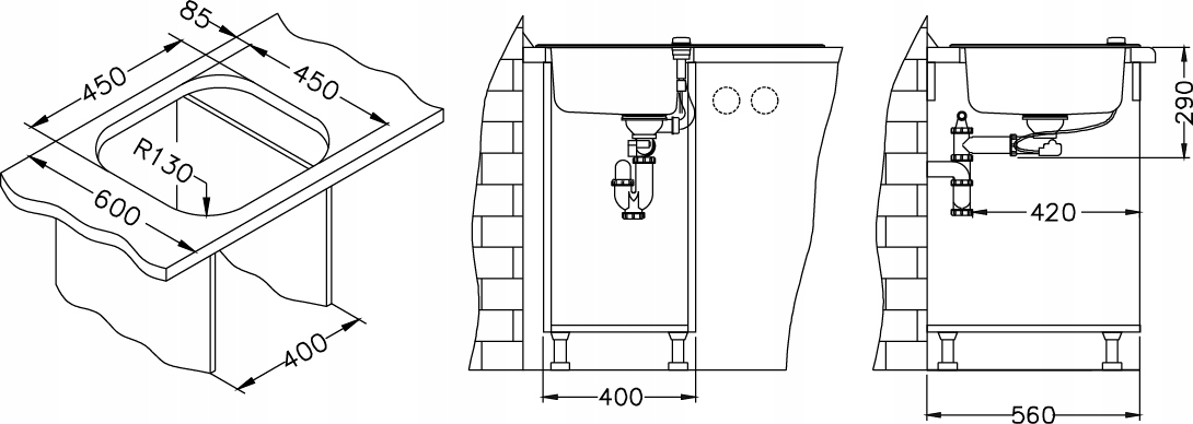 Estetycznie ukryty przelew dla lepszego wyglądu