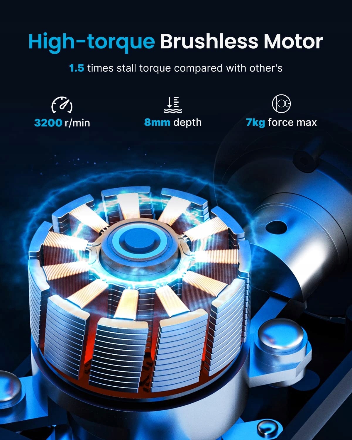 Wydajny silnik bezszczotkowy – głęboki masaż tkanek