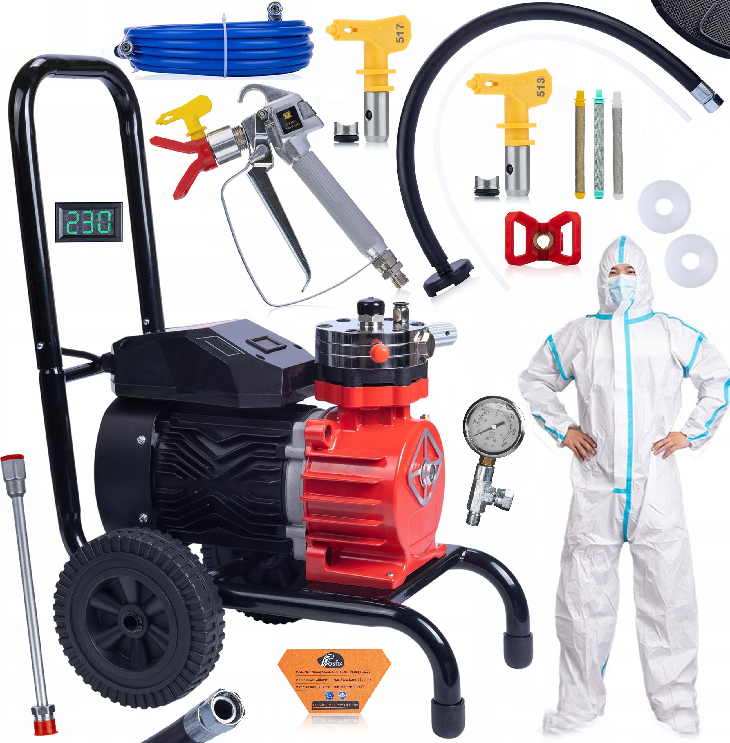 Zestaw akcesoriów: kombinezon, uszczelki, filtry