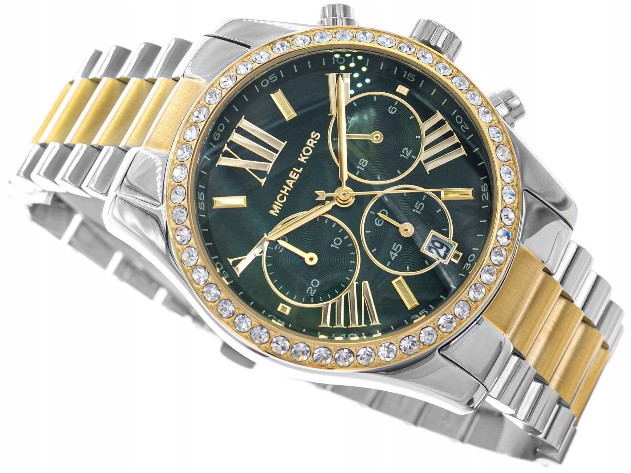 Zielona Tarcza z Rzymskimi Indeksami i Chronografem*