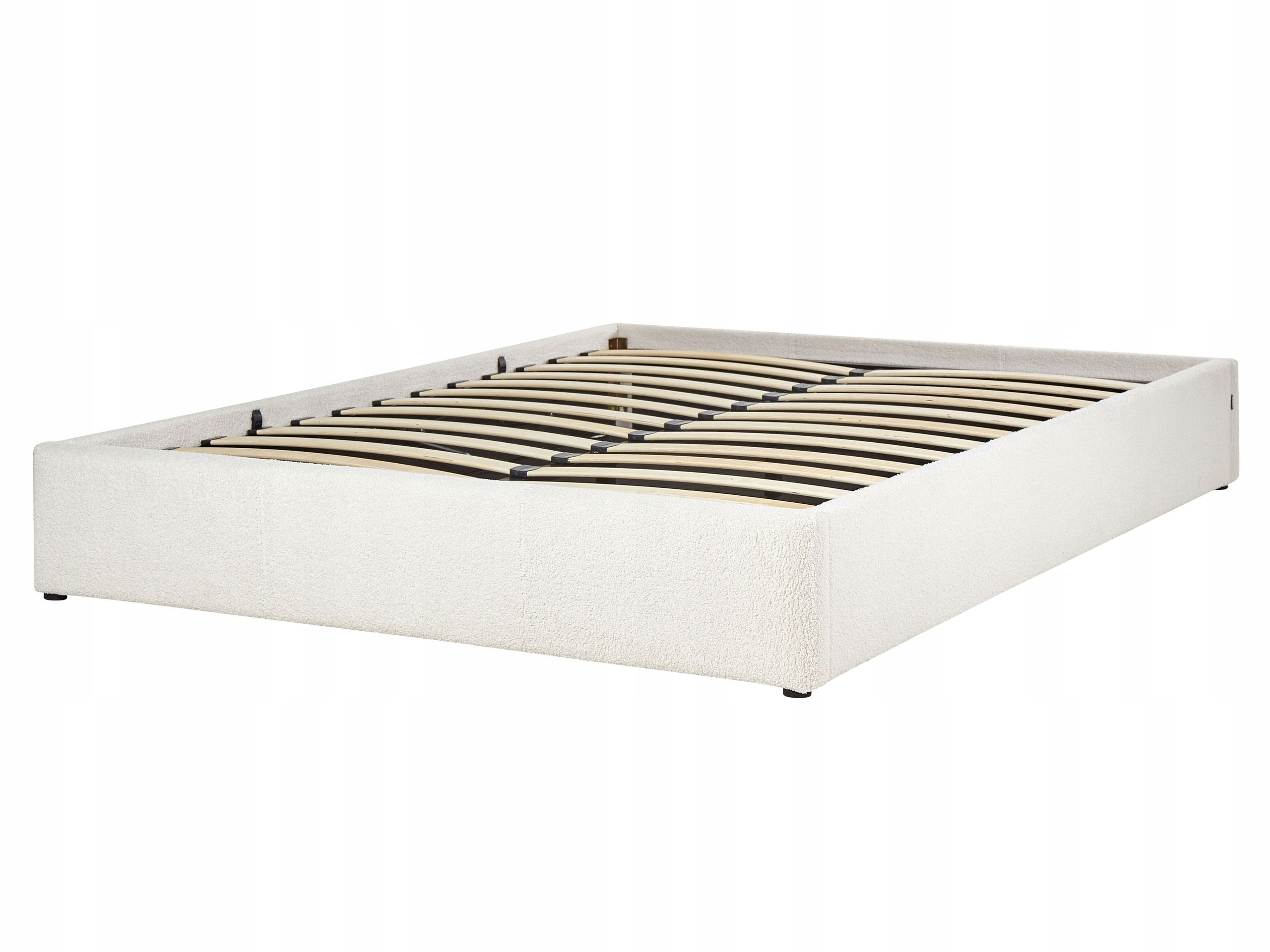 Łóżko z pojemnikiem bez zagłówka Boucle DINAN 160 x 200 cm – Komfort i styl w Twojej sypialni