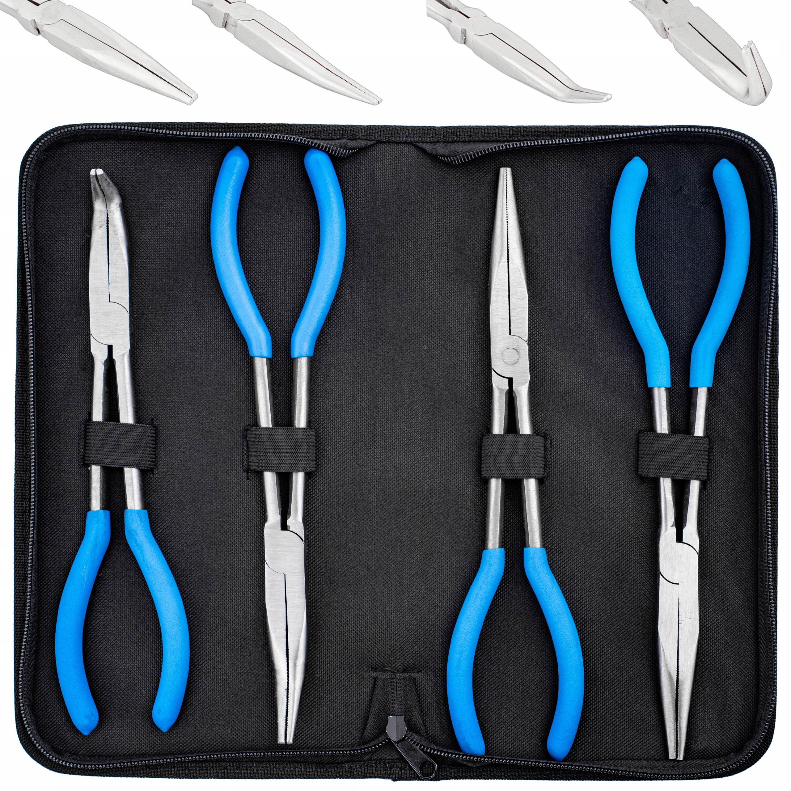 Zestaw zawiera 4 różne rodzaje szczypiec