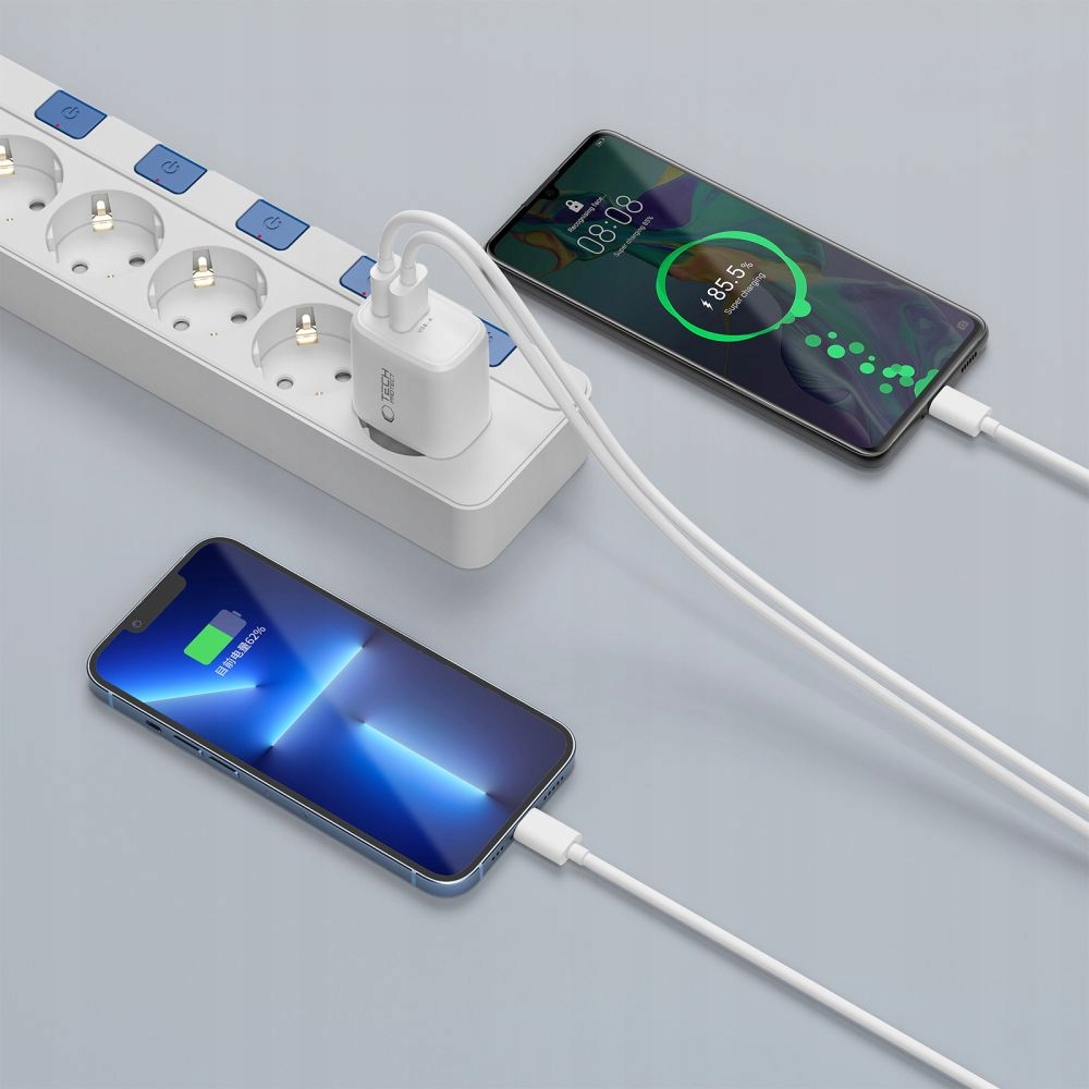 Ładowarka sieciowa Tech-Protect NCA30 USB-A, USB-C – Szybkie ładowanie dla dwóch urządzeń