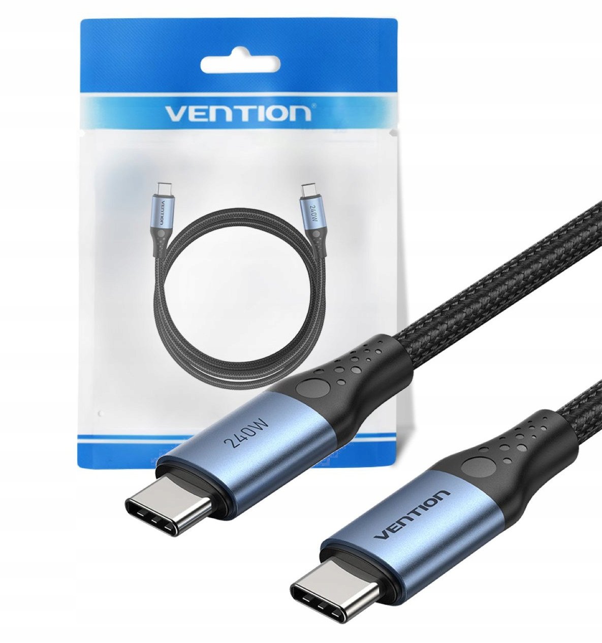 Kabel USB-C do USB-C Vention USB 2.0 5A 240W 1m czarny – Wydajność i nowoczesność w jednym