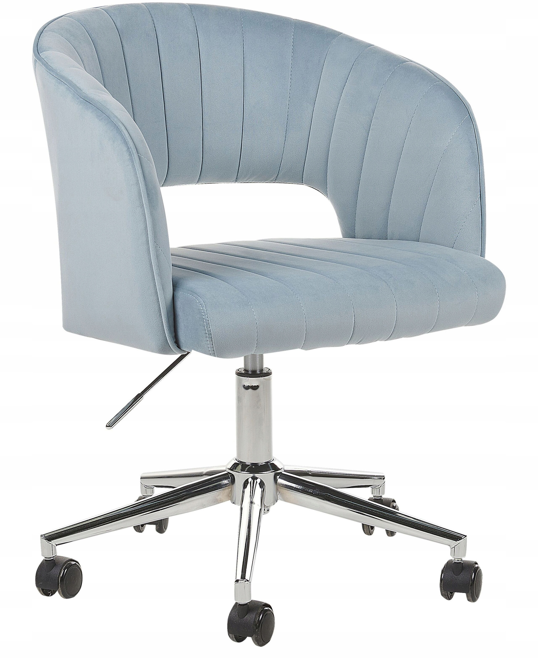 Krzesło biurowe Beliani Krzesło biurowe regulowane welurowe jasnoniebieskie KATONAH – Komfort i elegancja w Twoim biurze