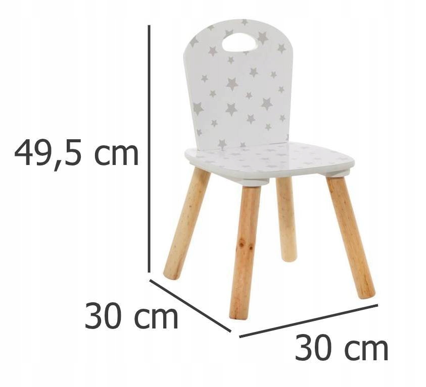 Wymiary krzesła: 30 cm x 30 cm x 49,5 cm