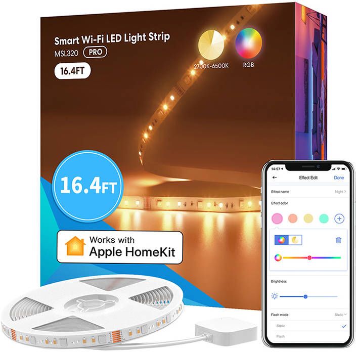 Inteligentna taśma LED Meross MSL320 RGBWW Wi-Fi 5 metrów (Homekit)