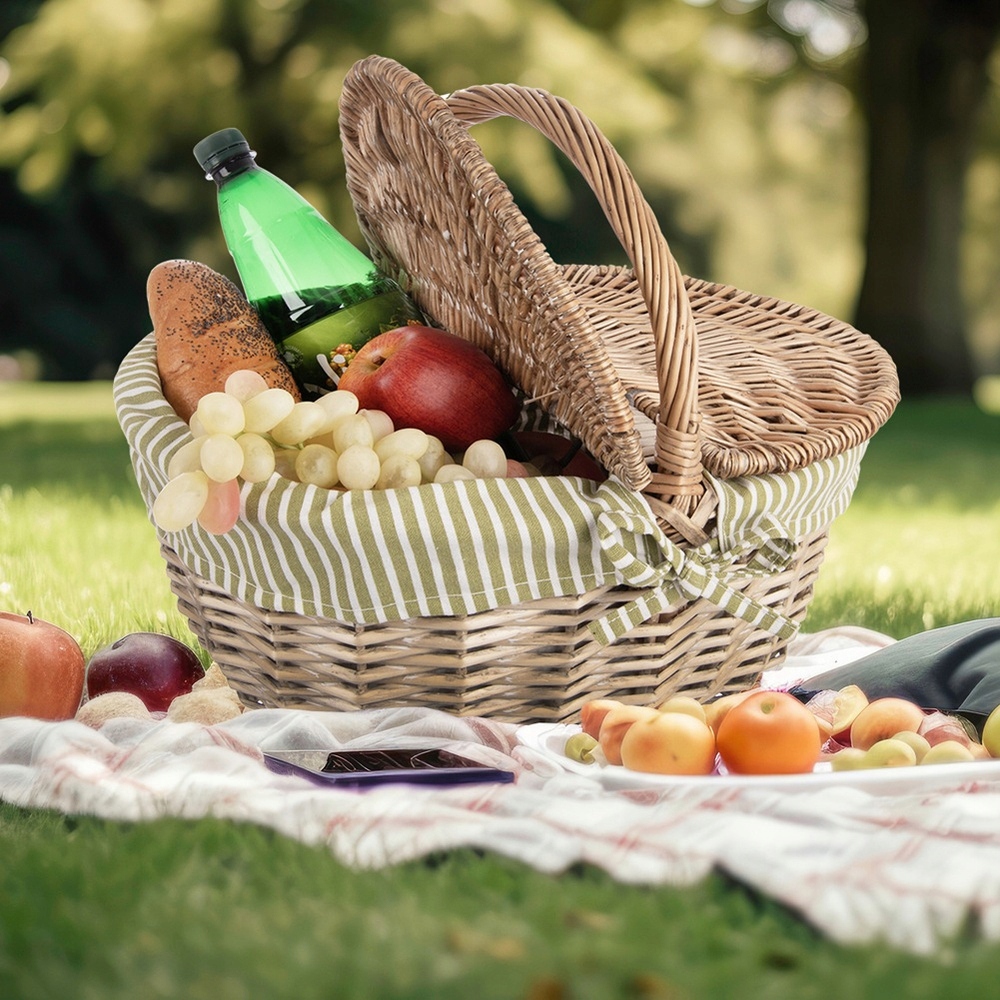 Kosz piknikowy wiklinowy zamykany 42x32x35 cm – Idealny towarzysz na każdą wyprawę