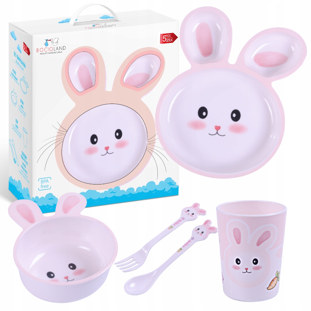 Zestaw 5 Naczyń dla Dzieci Królik BL562 – Uroczy i Funkcjonalny Komplet