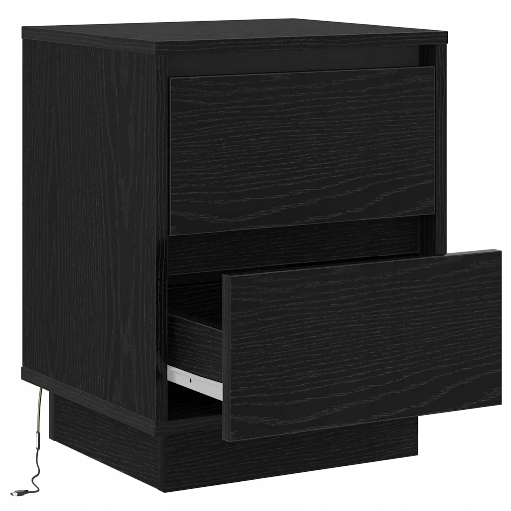 Szafki Nocne z LED 2 szt. czarny 39x34.5x50 cm – Nowoczesny styl i funkcjonalność w Twojej sypialni