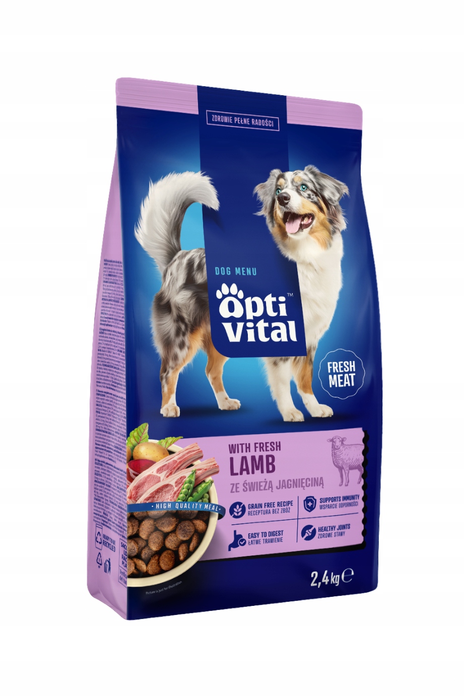 OptiVital karma sucha - Pełnoporcjowa karma dla dorosłych psów z jagnięciną 2,4 kg
