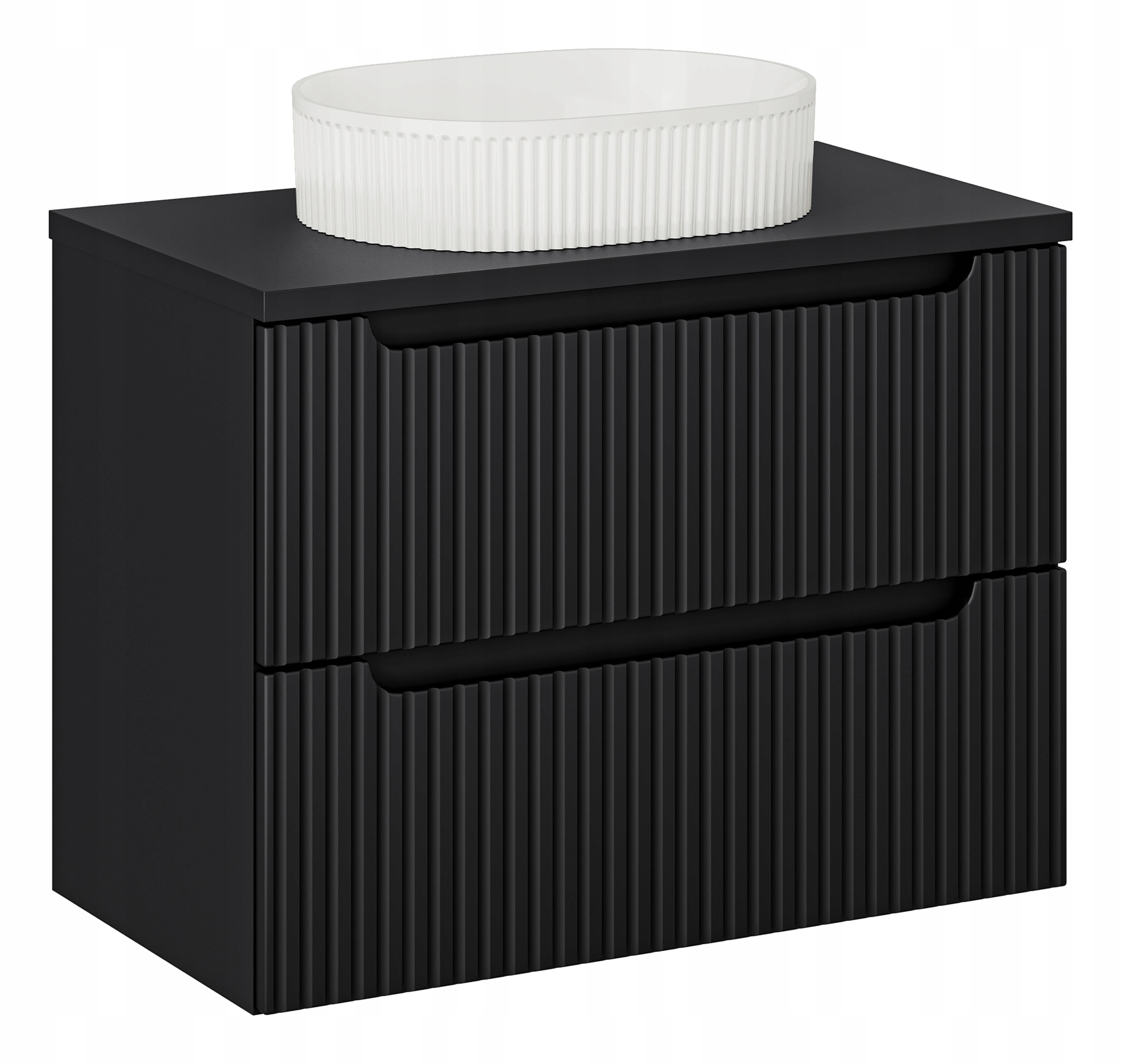 CZARNA szafka łazienkowa NOVA BLACK z umywalką i blatem 80 cm – Elegancja i funkcjonalność w Twojej łazience