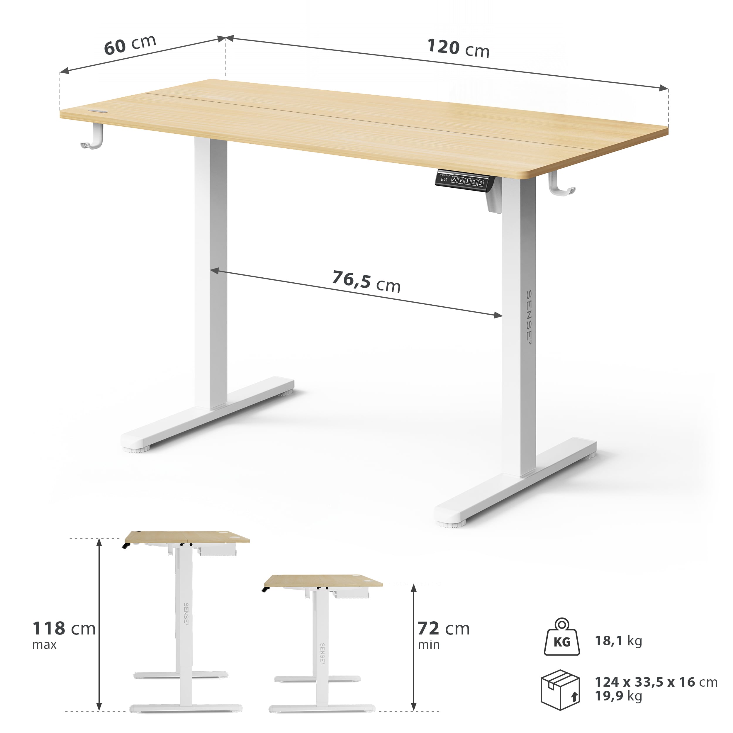 Biurko elektryczne Sense7 Nojo Light