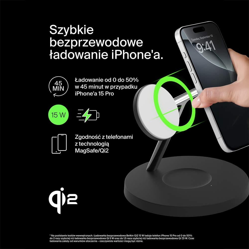 Szybkie ładowanie Qi2 15W dla wszystkich urządzeń