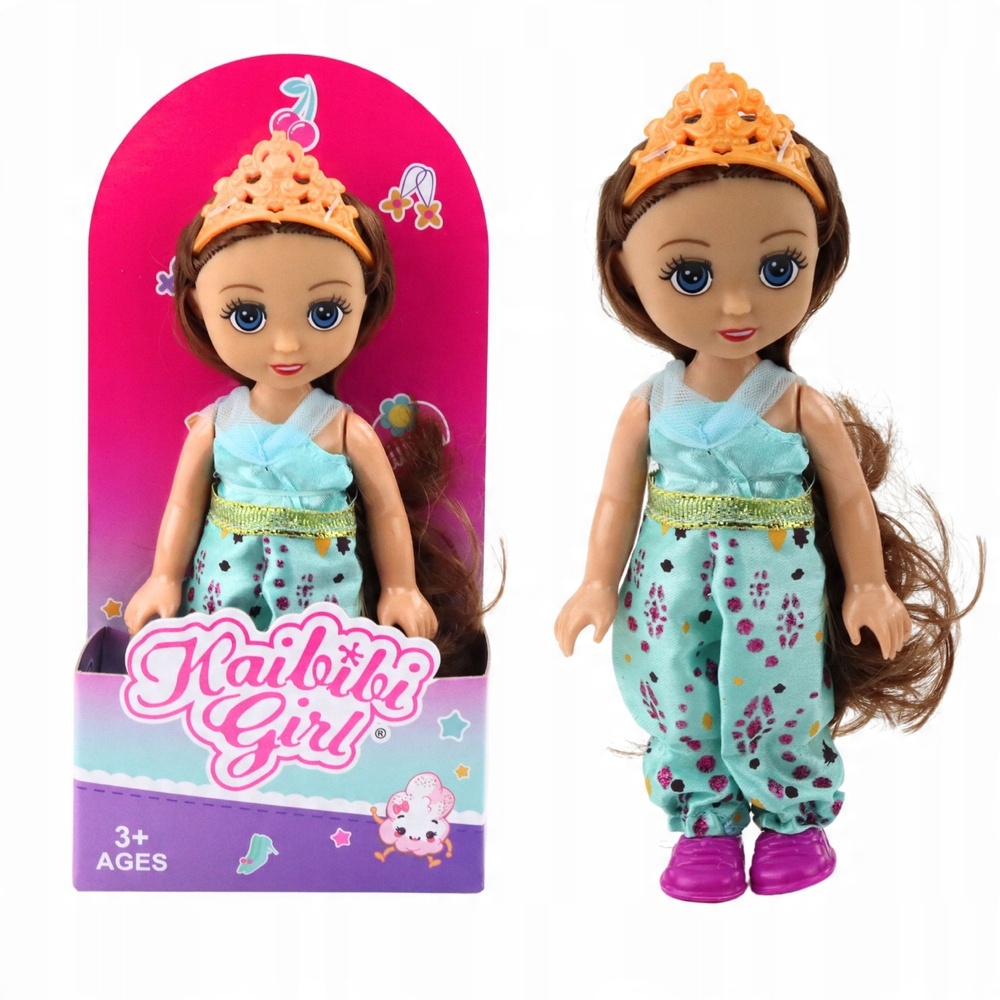 Mini Laleczka Księżniczka Korona Zdobiona Sukienka 17cm – Urocza zabawka dla najmłodszych