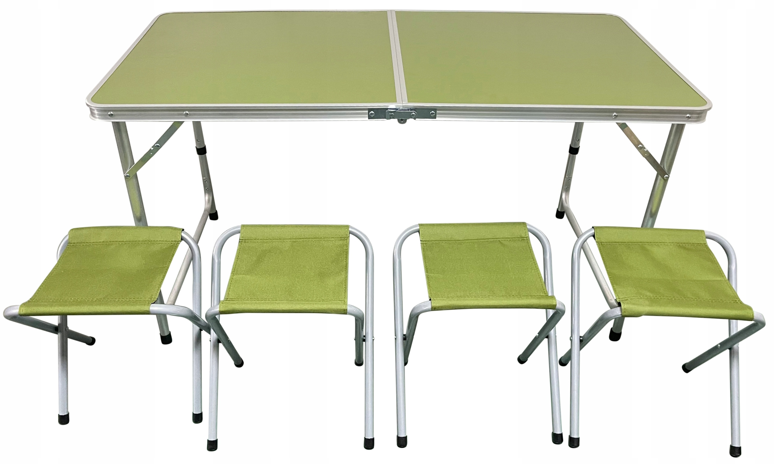 Stolik turystyczny składany kempingowy 120x60x70/62/55cm + 4 krzesła zielony – Idealny towarzysz Twoich wypraw