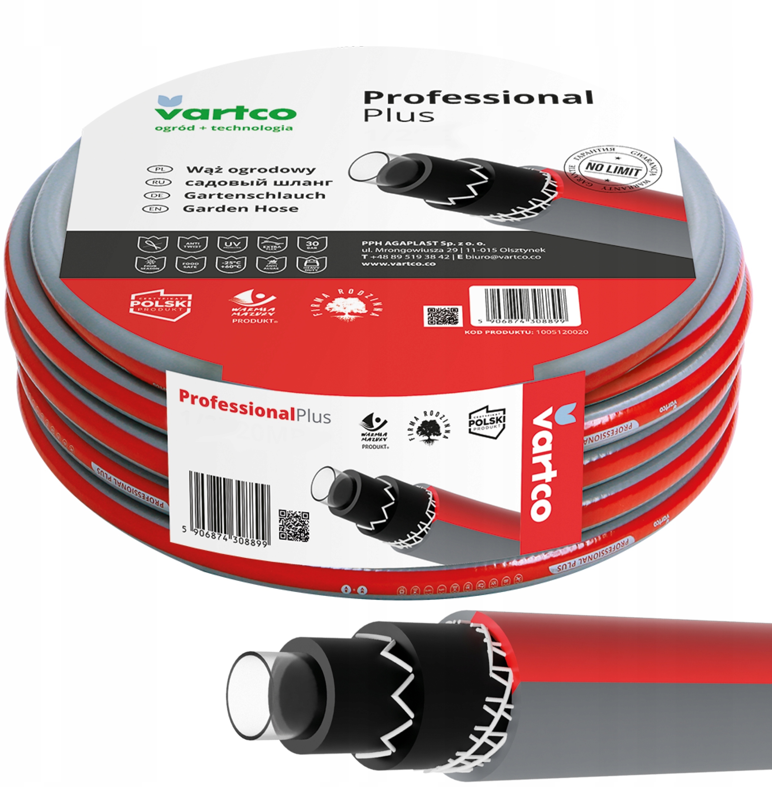 Wąż ogrodowy Vartco Professional Plus 1/2