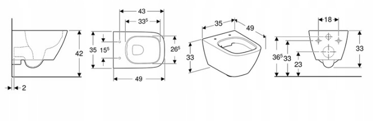 Krótka konstrukcja – Idealna do małych łazienek