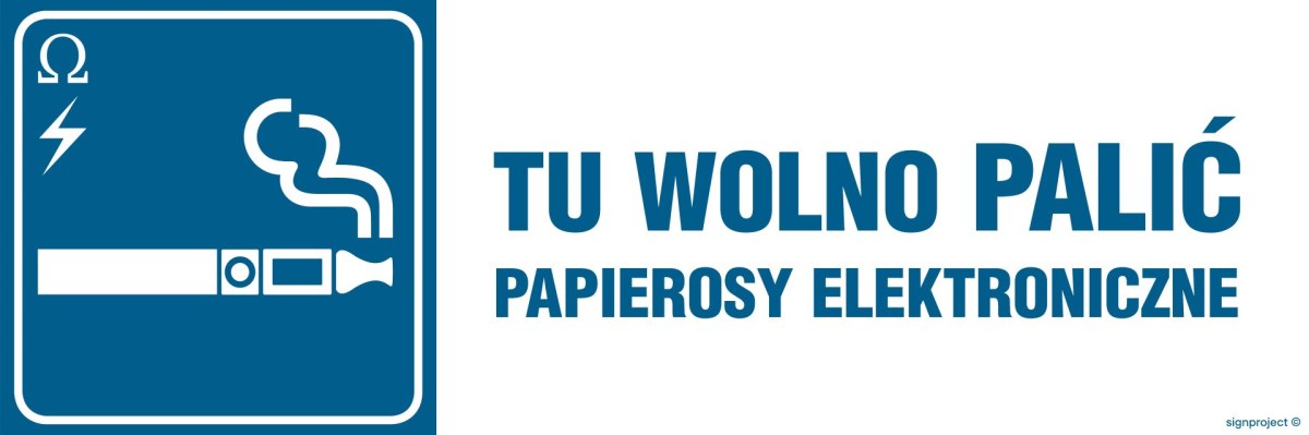 Znak NC098 – Tu wolno palić papierosy elektroniczne 300x100 mm
