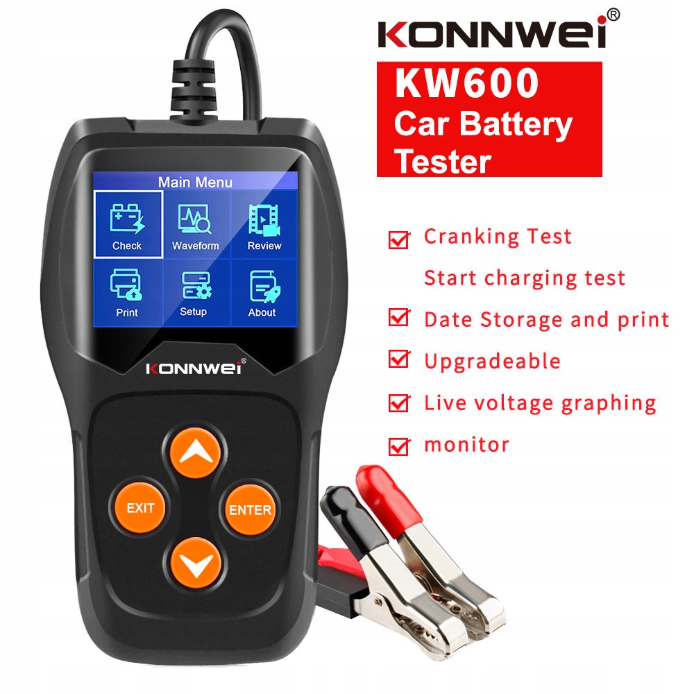Miernik baterii Konnwei KW600 – Niezawodna diagnostyka akumulatorów 12V