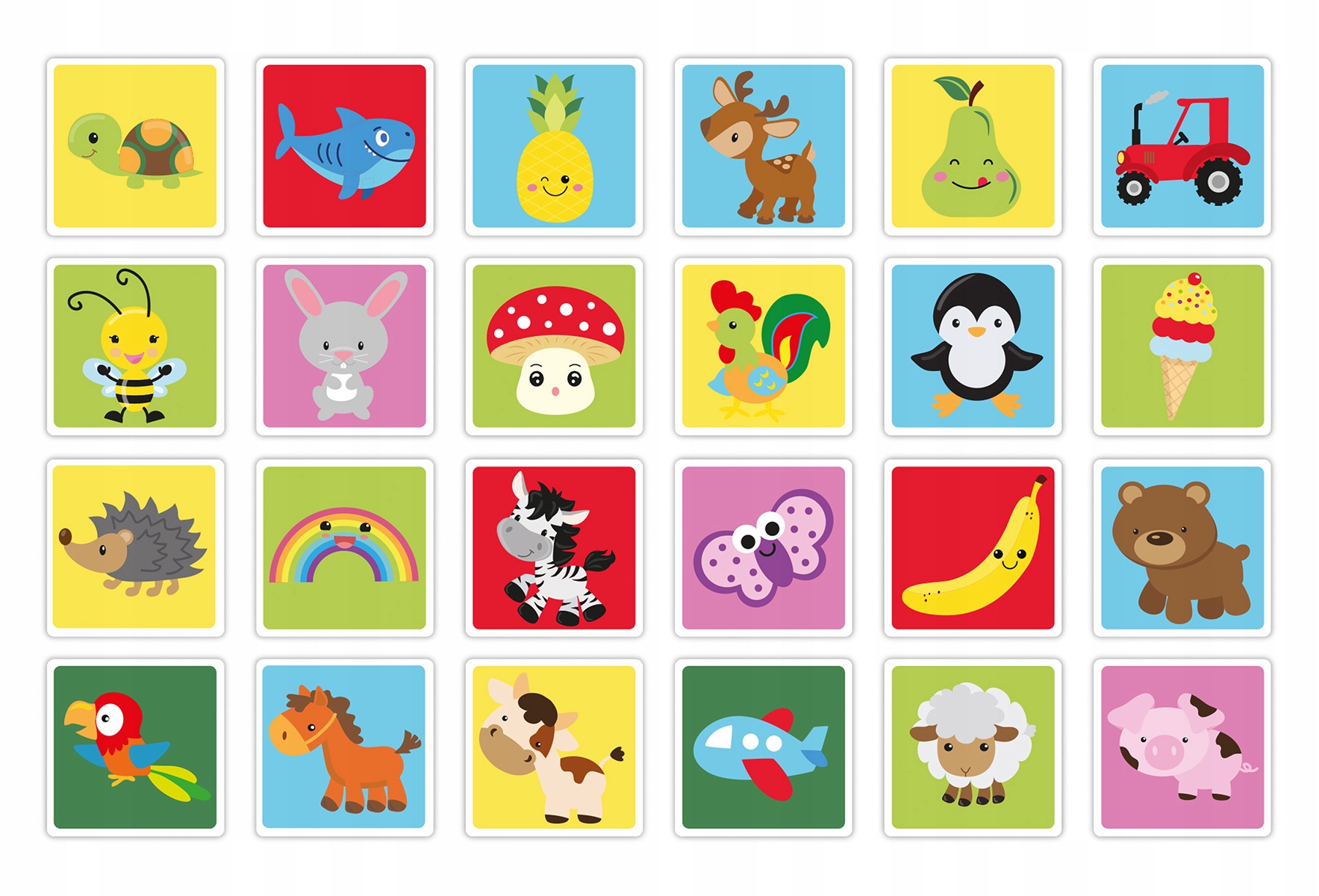 Zestaw kart – 60 kolorowych ilustracji zwierzątek
