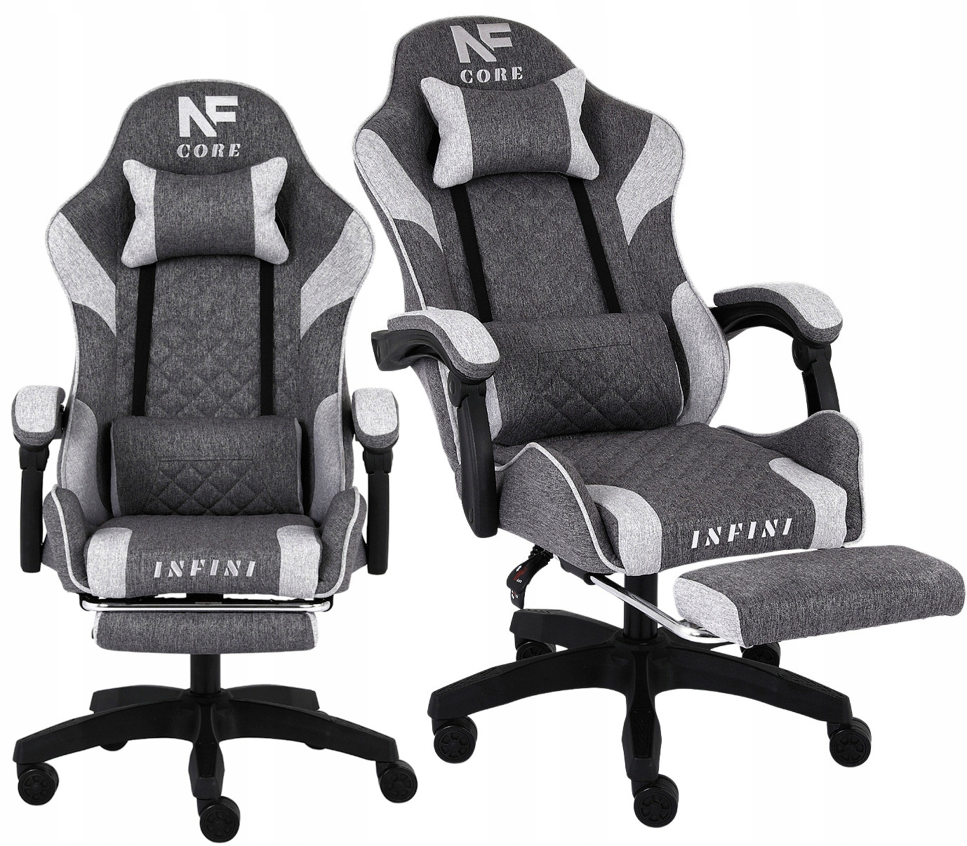 Fotel Gamingowy z podnóżkiem Core Dark Gray – Komfort i styl w jednym