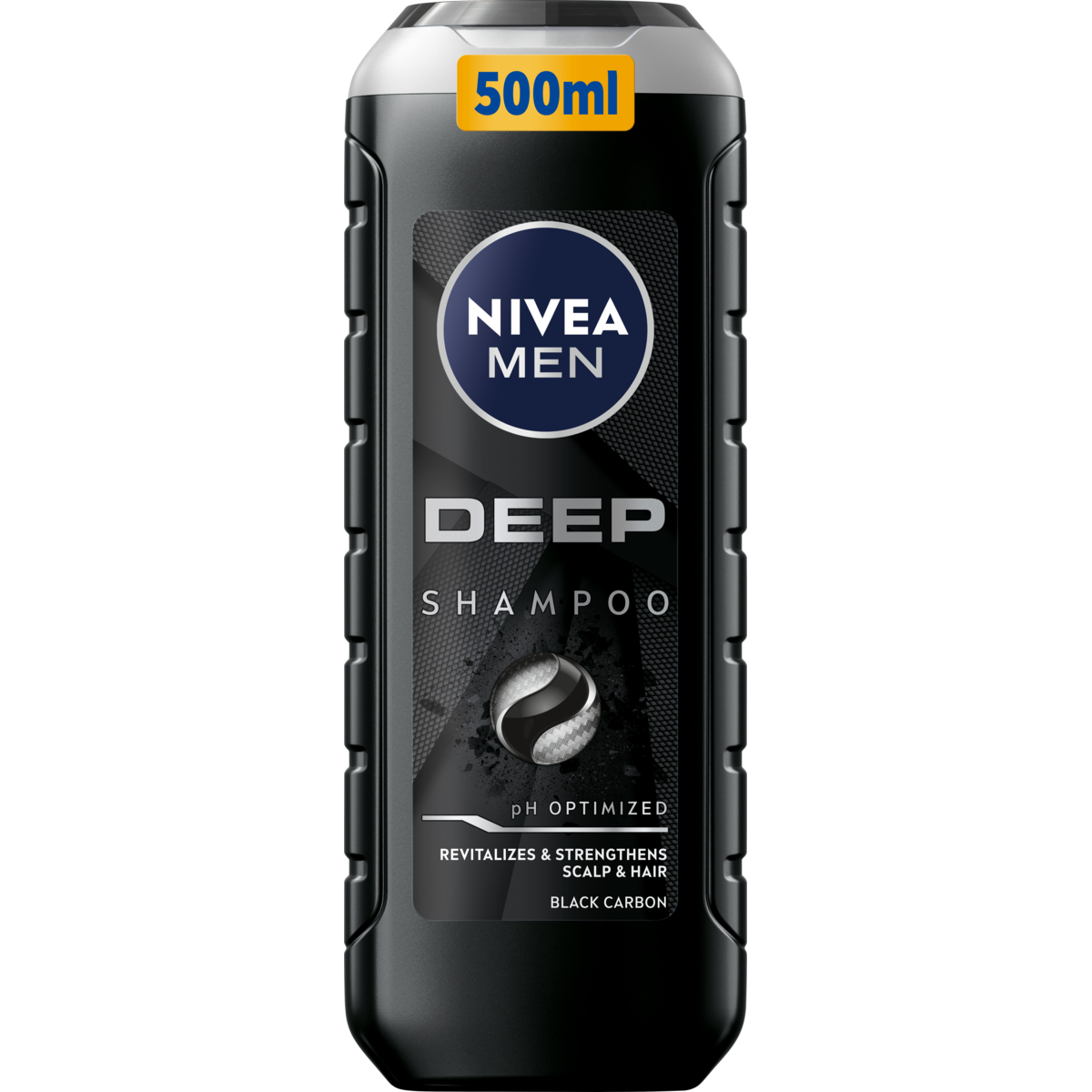 NIVEA MEN DEEP Oczyszczający Szampon dla mężczyzn z czarnym węglem 500 ml – Długotrwała energia dla Twoich włosów