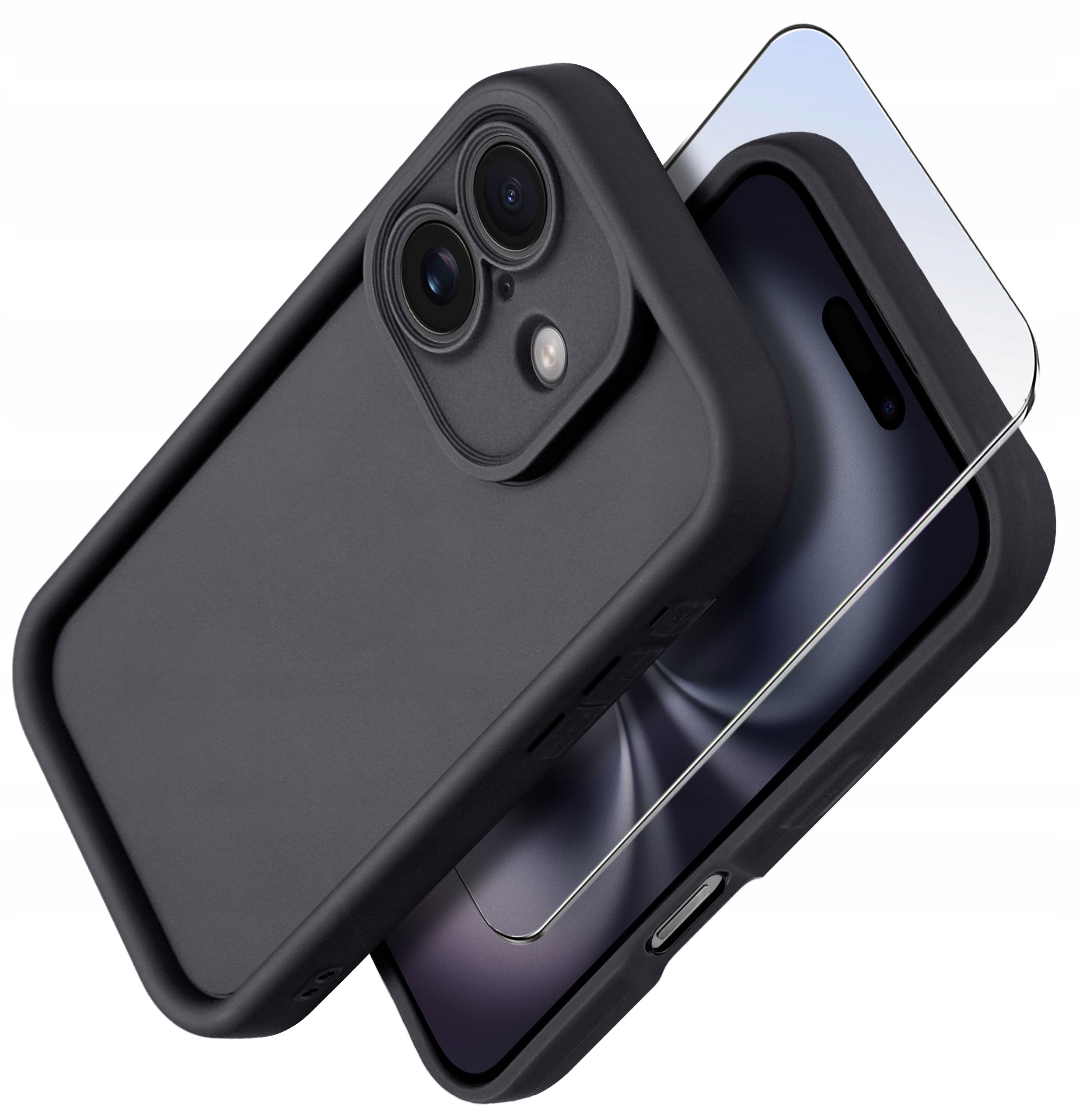 Etui do iPhone 16 silikonowe MATOWE + Szkło ochronne na ekran 9H – Ochrona i styl w jednym