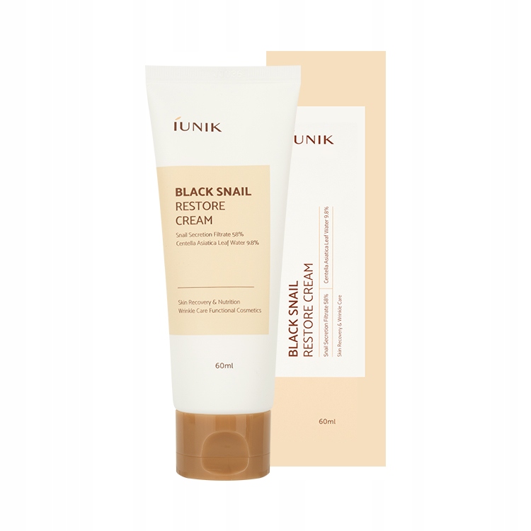 Iunik Black Snail Restore Cream 60ml – Przeciwstarzeniowy krem regenerujący do twarzy