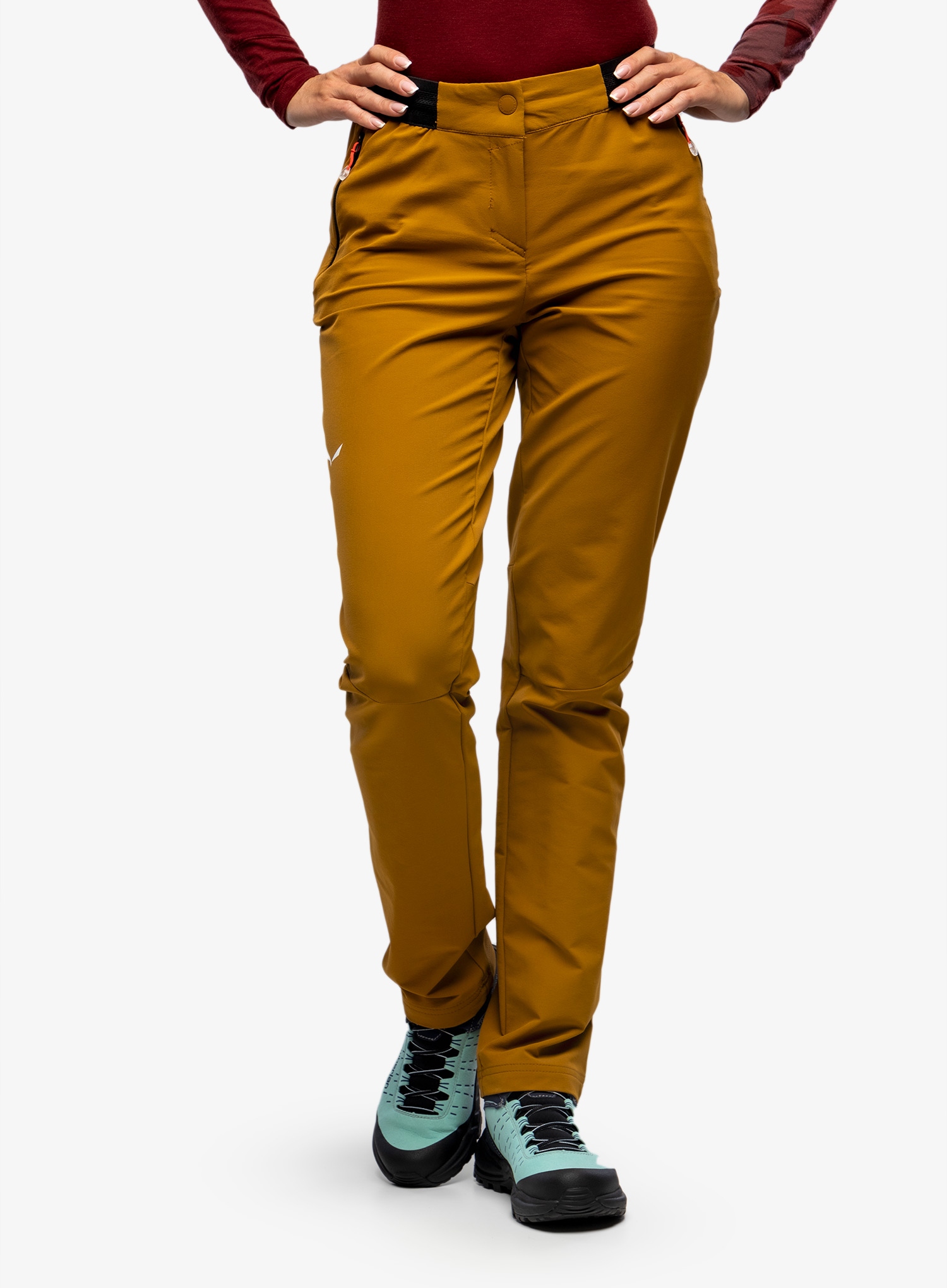 Spodnie softshell damskie Salewa Pedroc 2 DST Regular Pant - złoty brąz