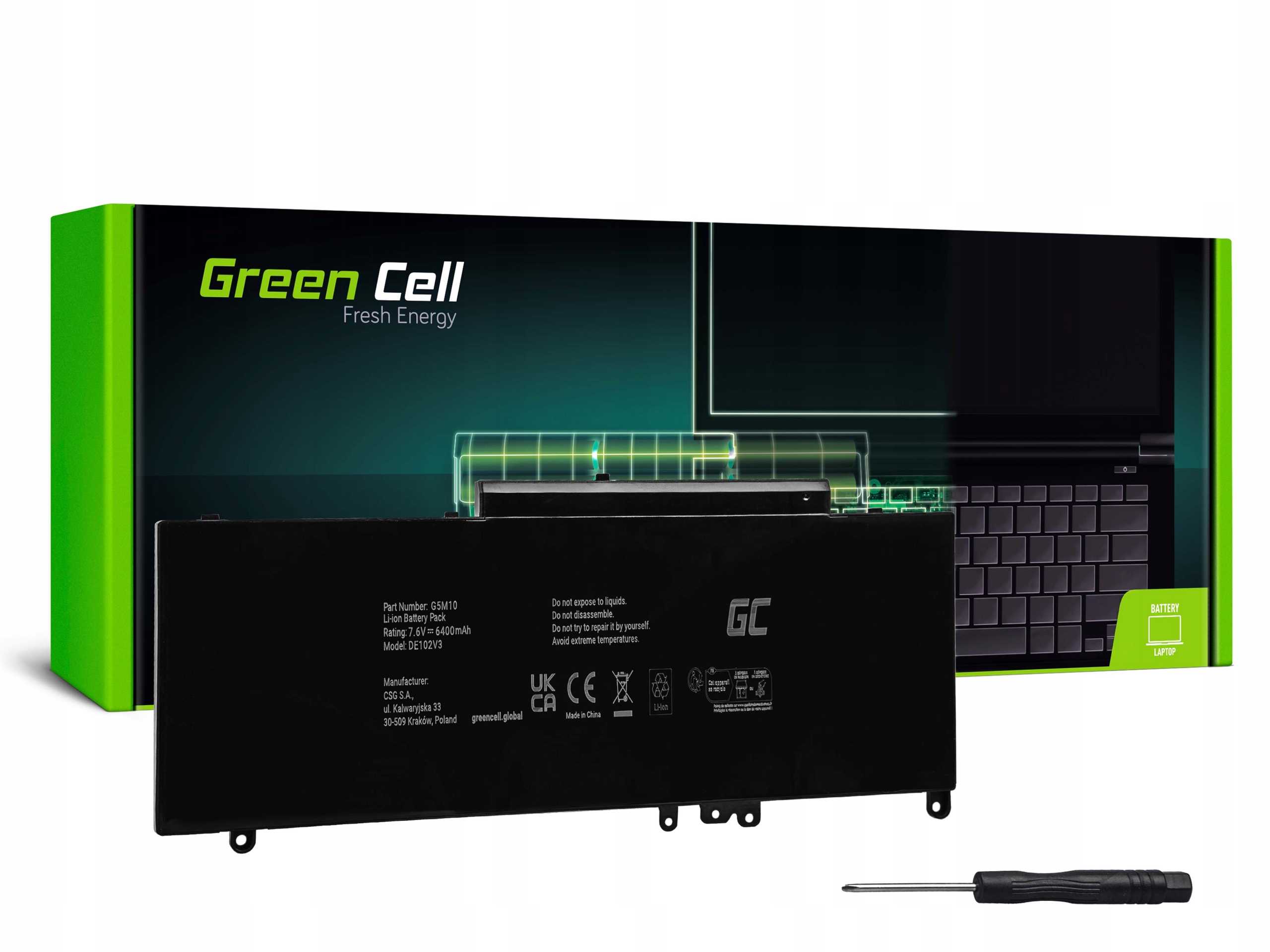 Bateria Green Cell G5M10 0WYJC2 – Idealne zasilanie dla laptopów Dell Latitude E5250 E5450 E5550