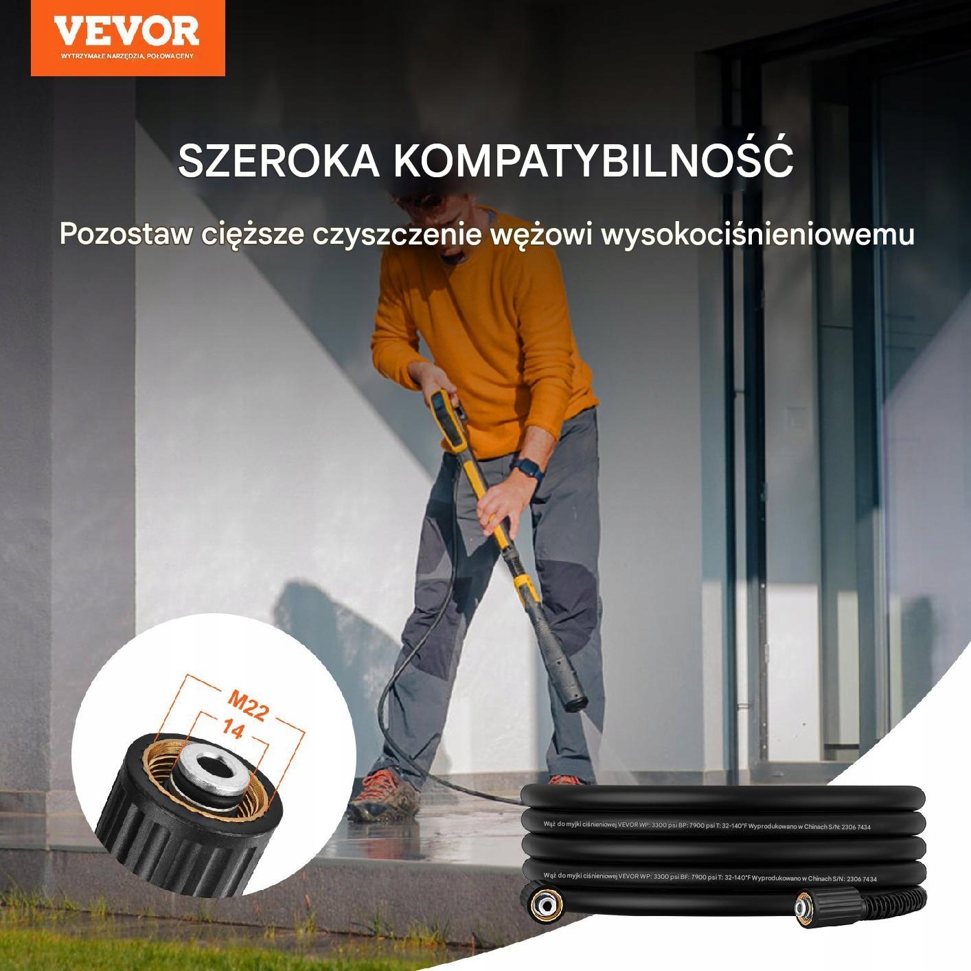 Maksymalne ciśnienie 3600 PSI dla skutecznego usuwania zabrudzeń