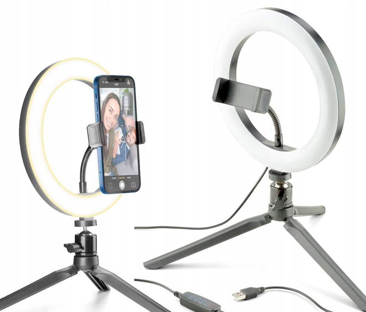 Statyw Cellularline Selfie Ring z oświetleniem LED – Idealne akcesorium do selfie